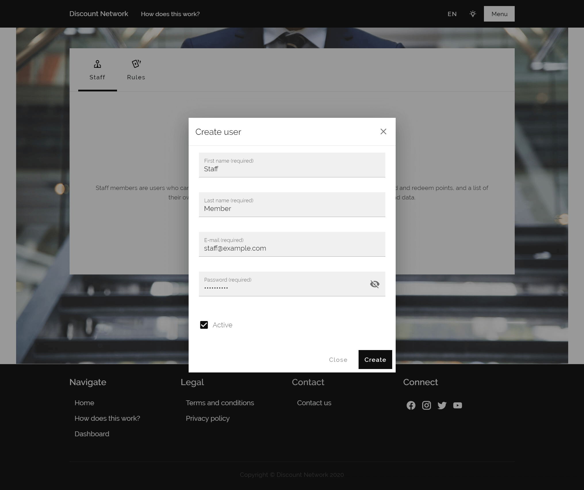 Business - Add staff member